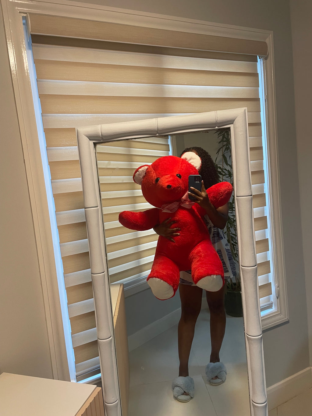 Handmade 3ft Red and White Teddy Bear